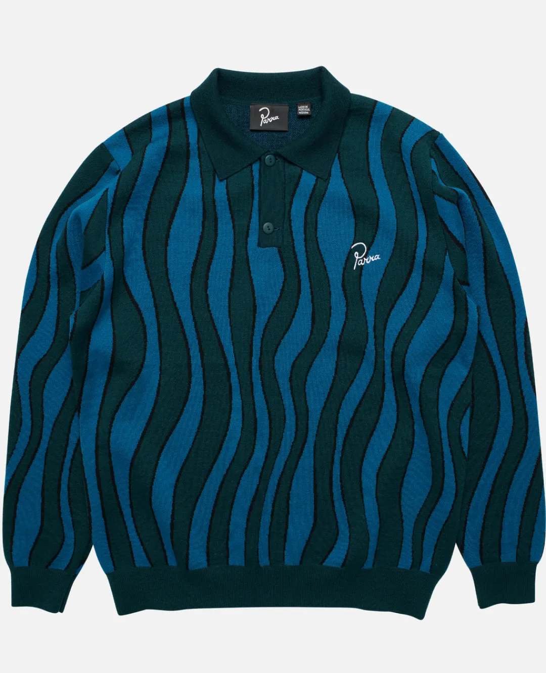 byParra Aqua Weed Waves Knitted Polo Shirt (Multi)