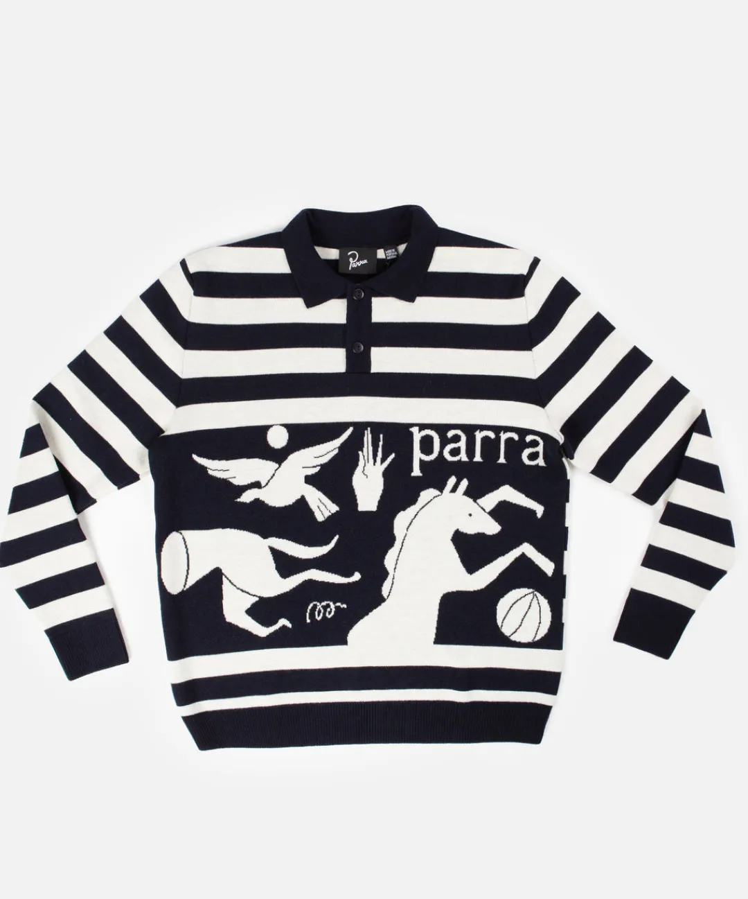 byParra Basket Bird Horse Knitted Polo Shirt (Multi)