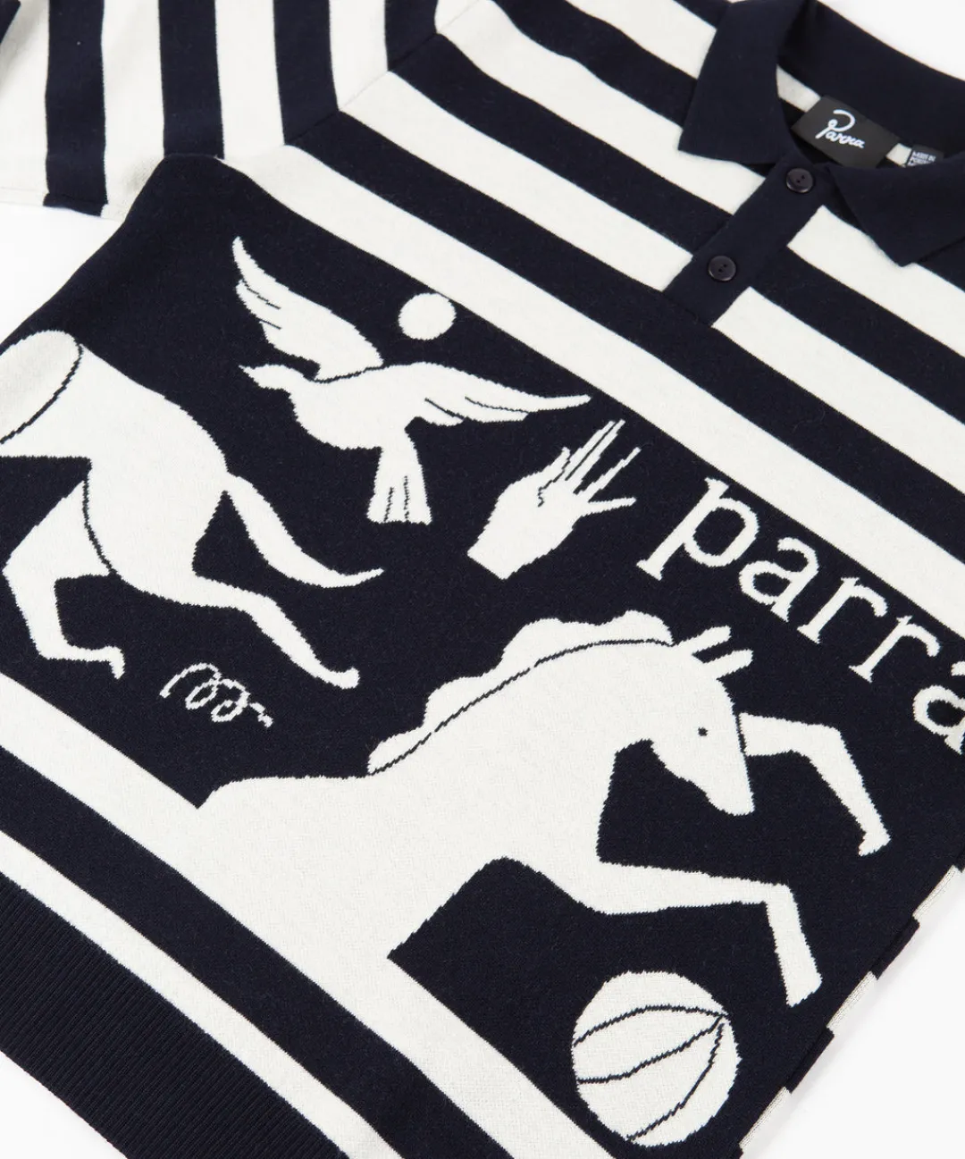 byParra Basket Bird Horse Knitted Polo Shirt (Multi)