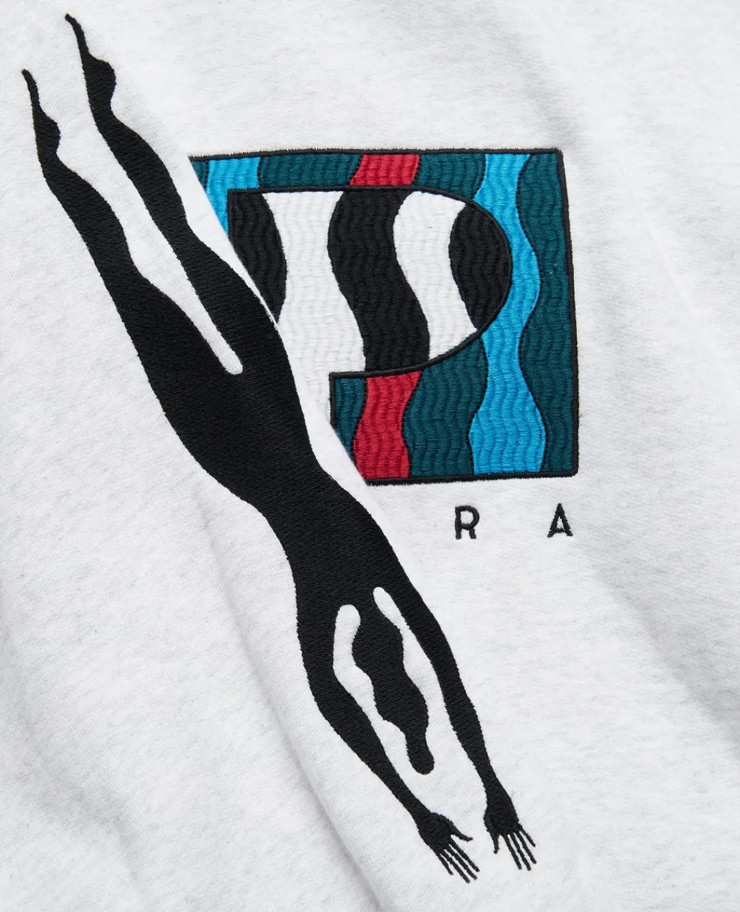 byParra Zebra Striped P Hooded Sweatshirt (Ash Grey)