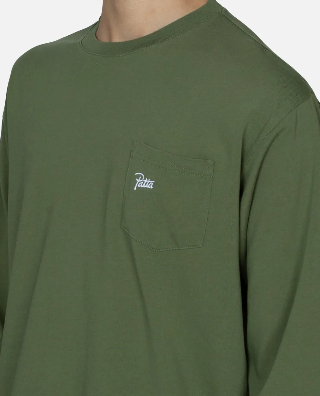 * Patta Basic Washed Pocket Longsleeve T-Shirt (Olivine)