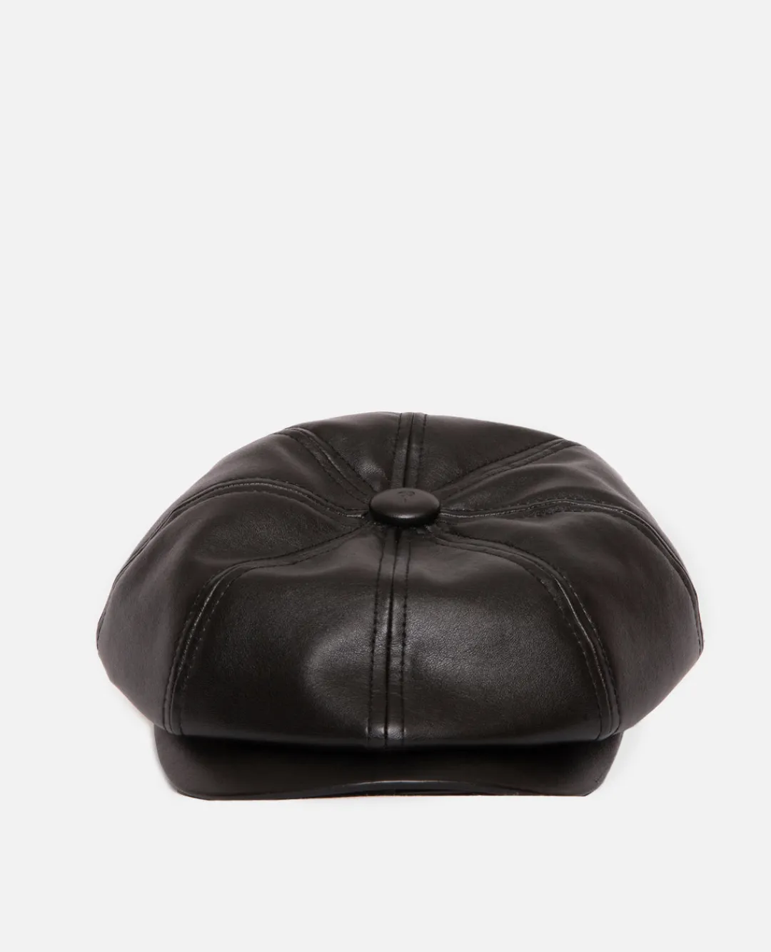 * Patta Faux Leather 8-Panel Flat Cap (Black)