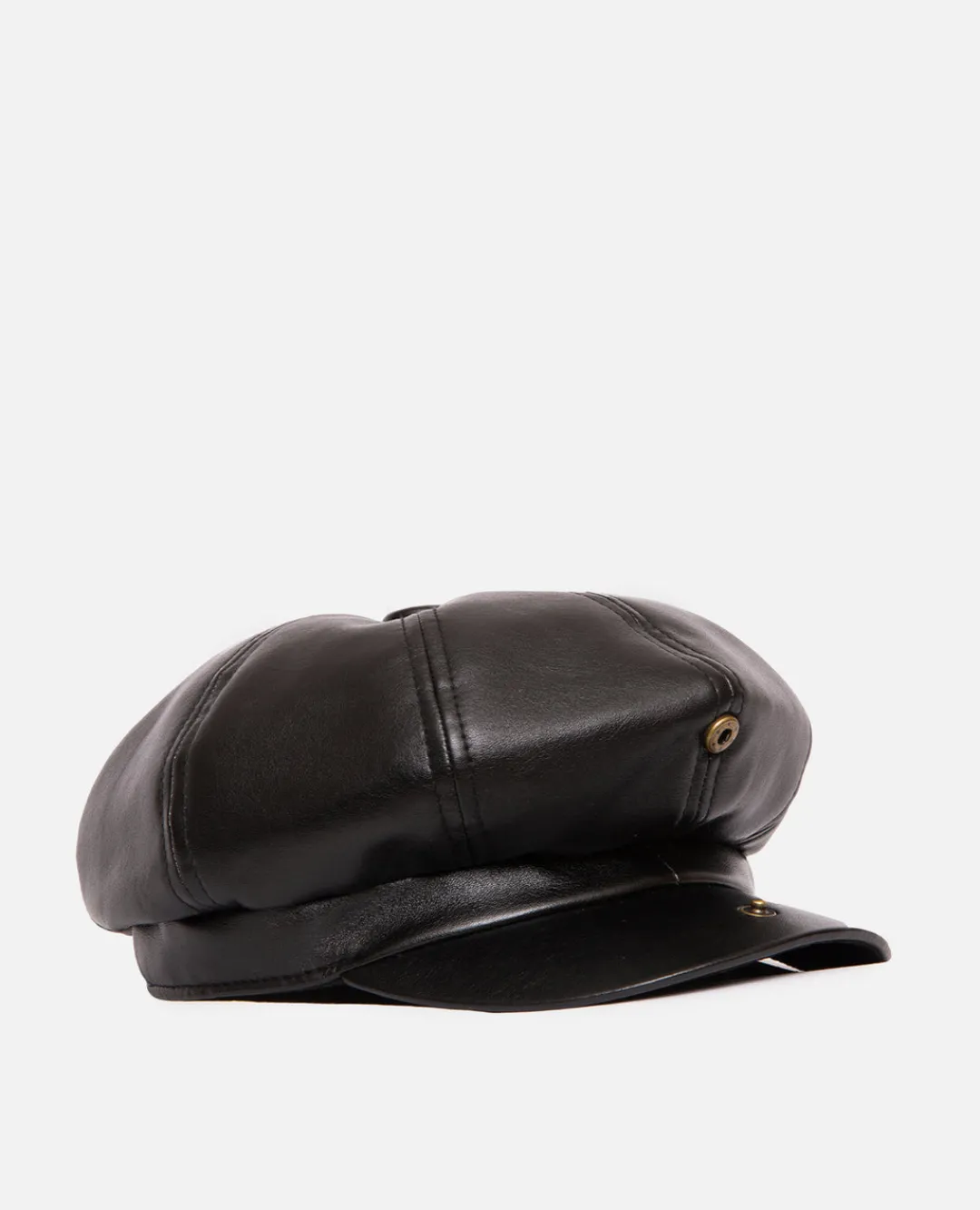 * Patta Faux Leather 8-Panel Flat Cap (Black)