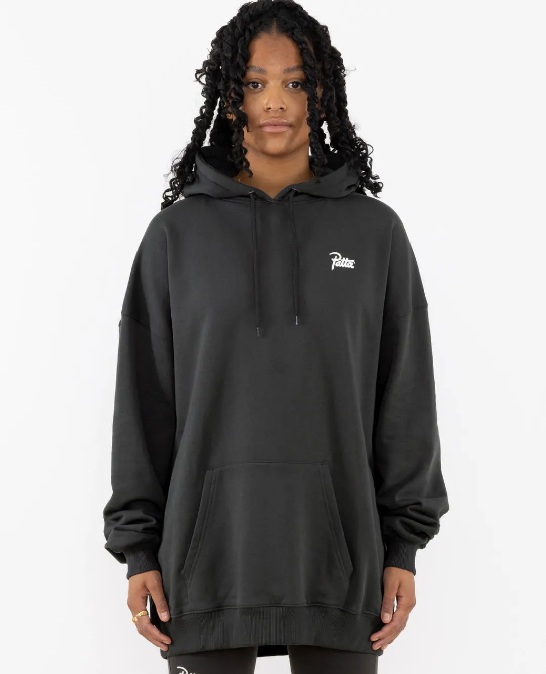 * Patta Femme Basic Washed Hooded Sweater Dress (Raven)