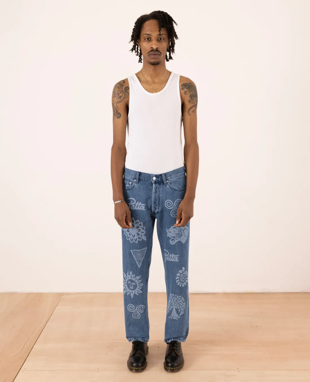 * Patta Hope Love Peace Denim Pants (Light Blue)