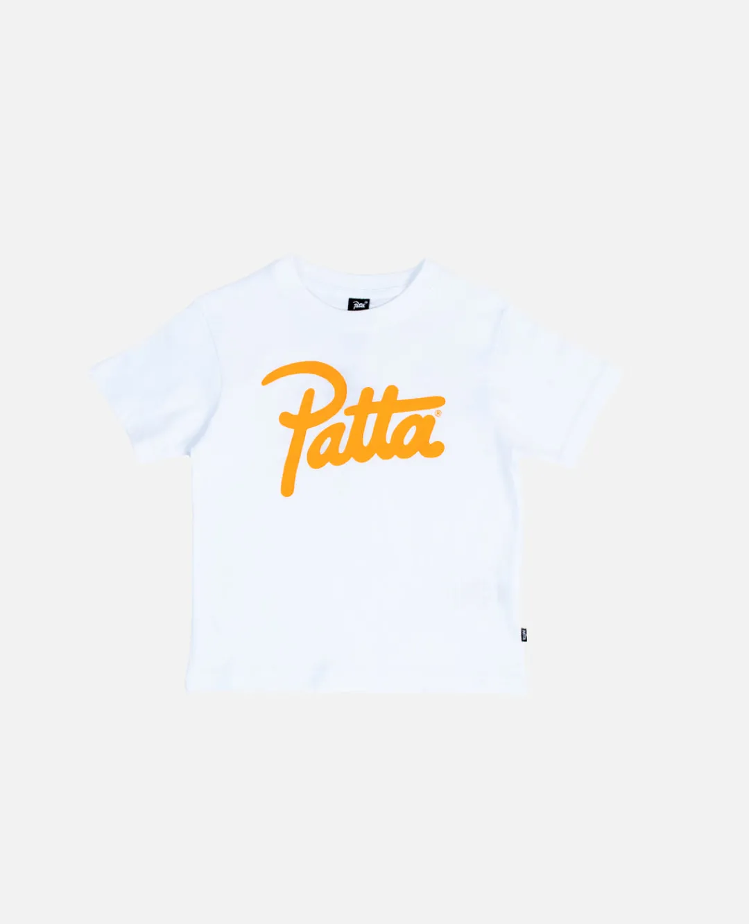 * Patta Kids Script Logo T-Shirt (White/Neon Orange)