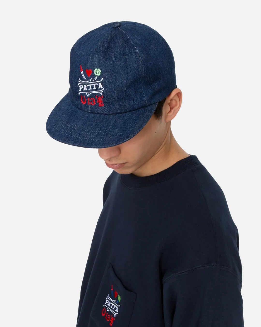 * Patta Lucky Charm Denim Sports Cap (Dark Blue)