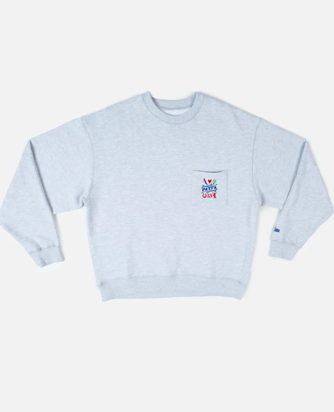 * Patta Lucky Charm Pocket Crewneck Sweater (Snow Melange Grey)