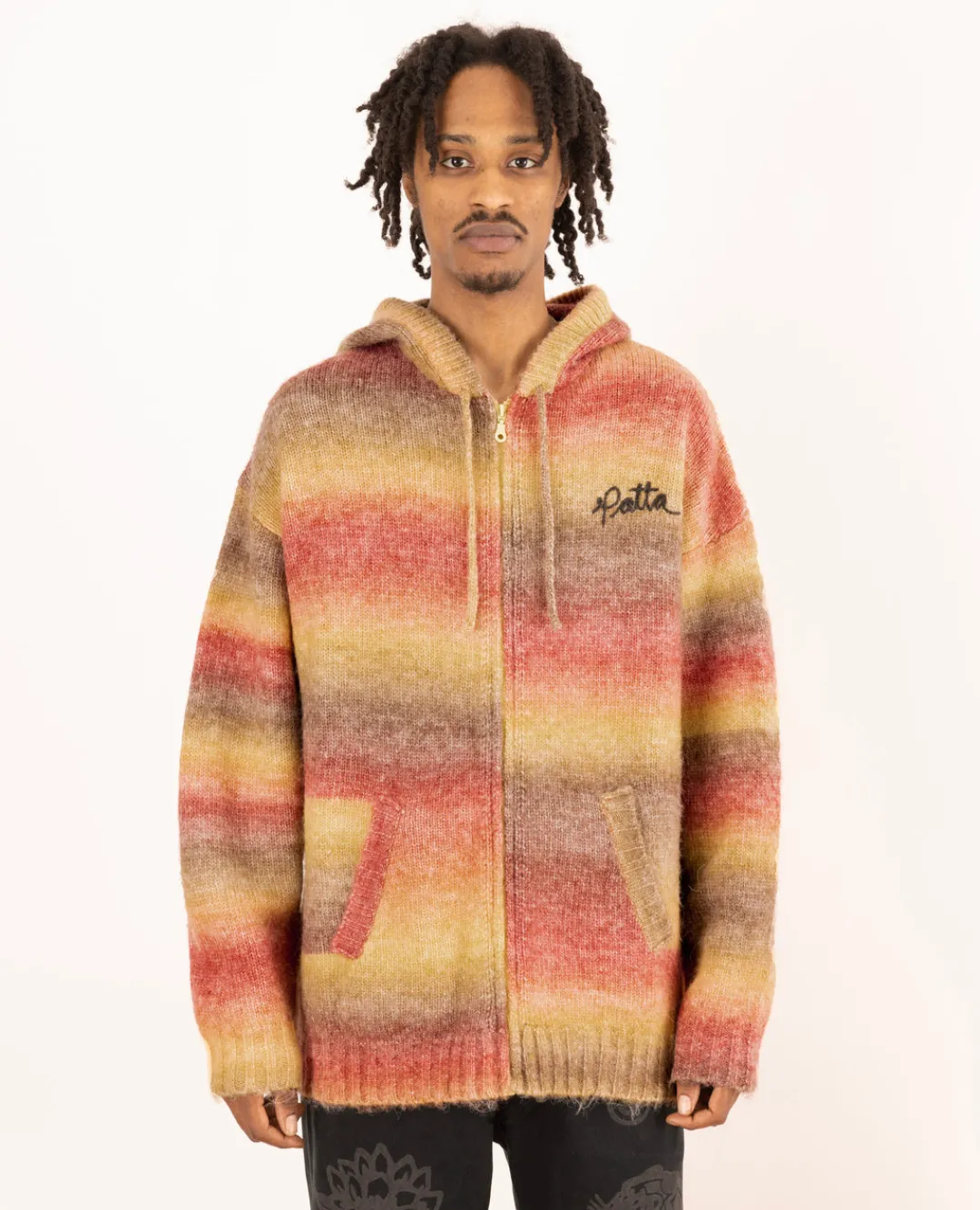 * Patta Rainbow Knitted Hooded Sweater (Rainbow)
