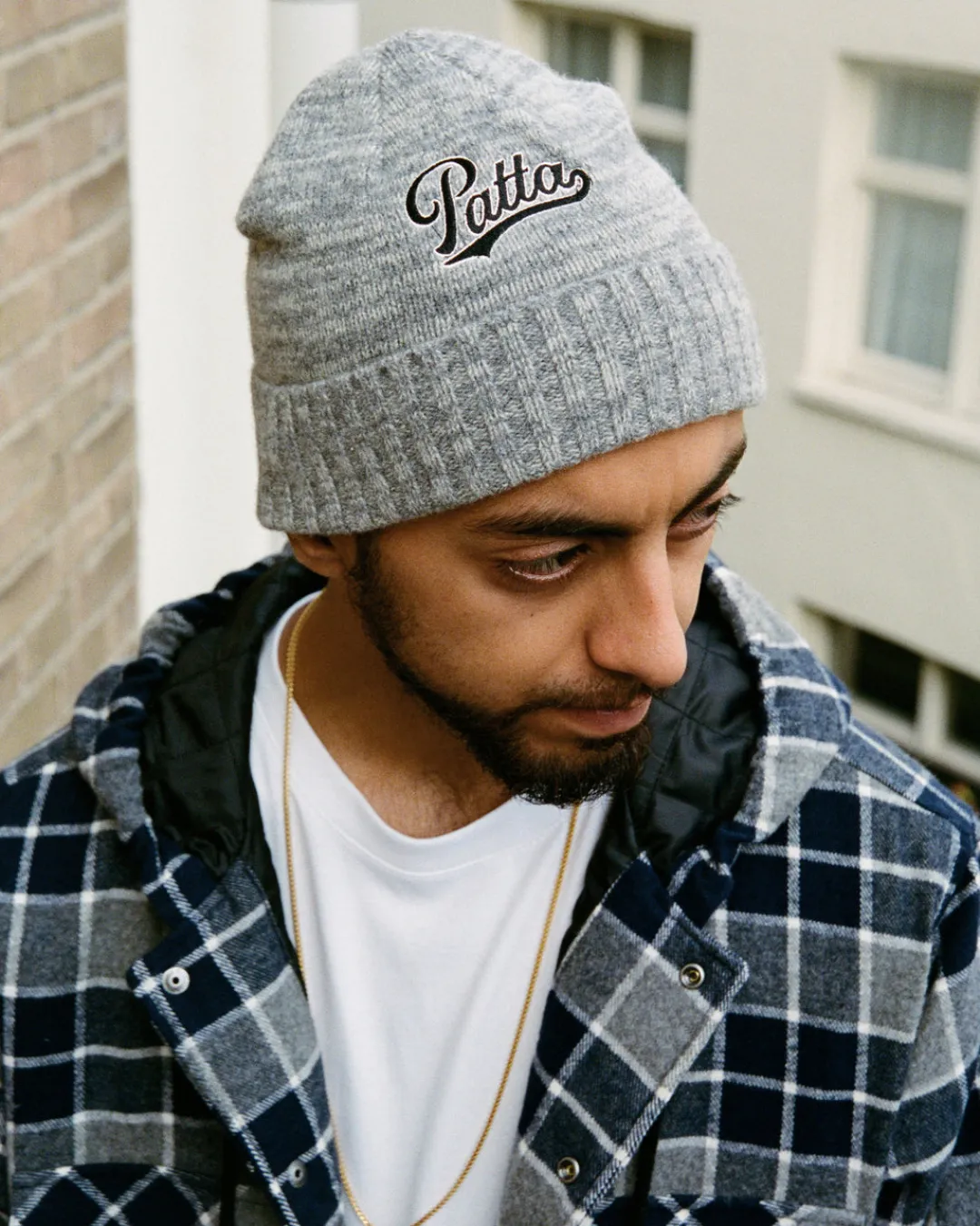 * Patta Ribbed Knitted Beanie (Snow Melange Grey)