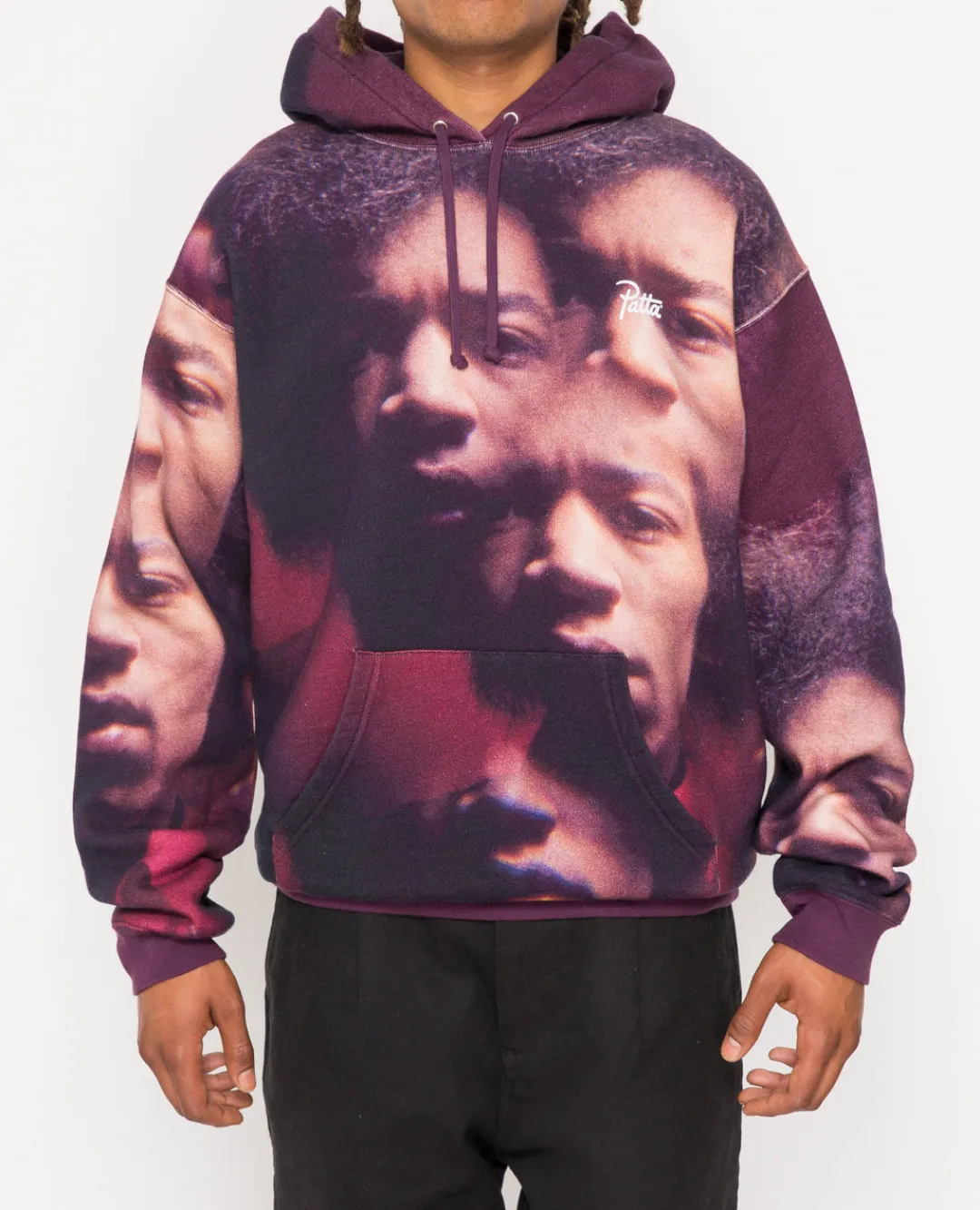 * Patta Soundsystem X Jimi Hendrix Allover Print Hooded Sweater (Black/C
