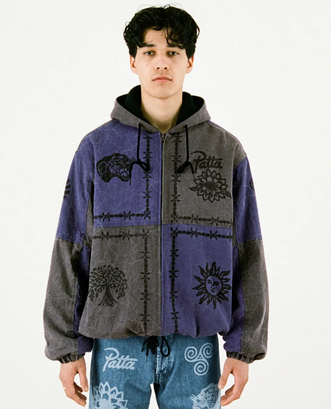 * Patta Symbols Zip Hooded Jacket (Raven / Odyssey Gray)
