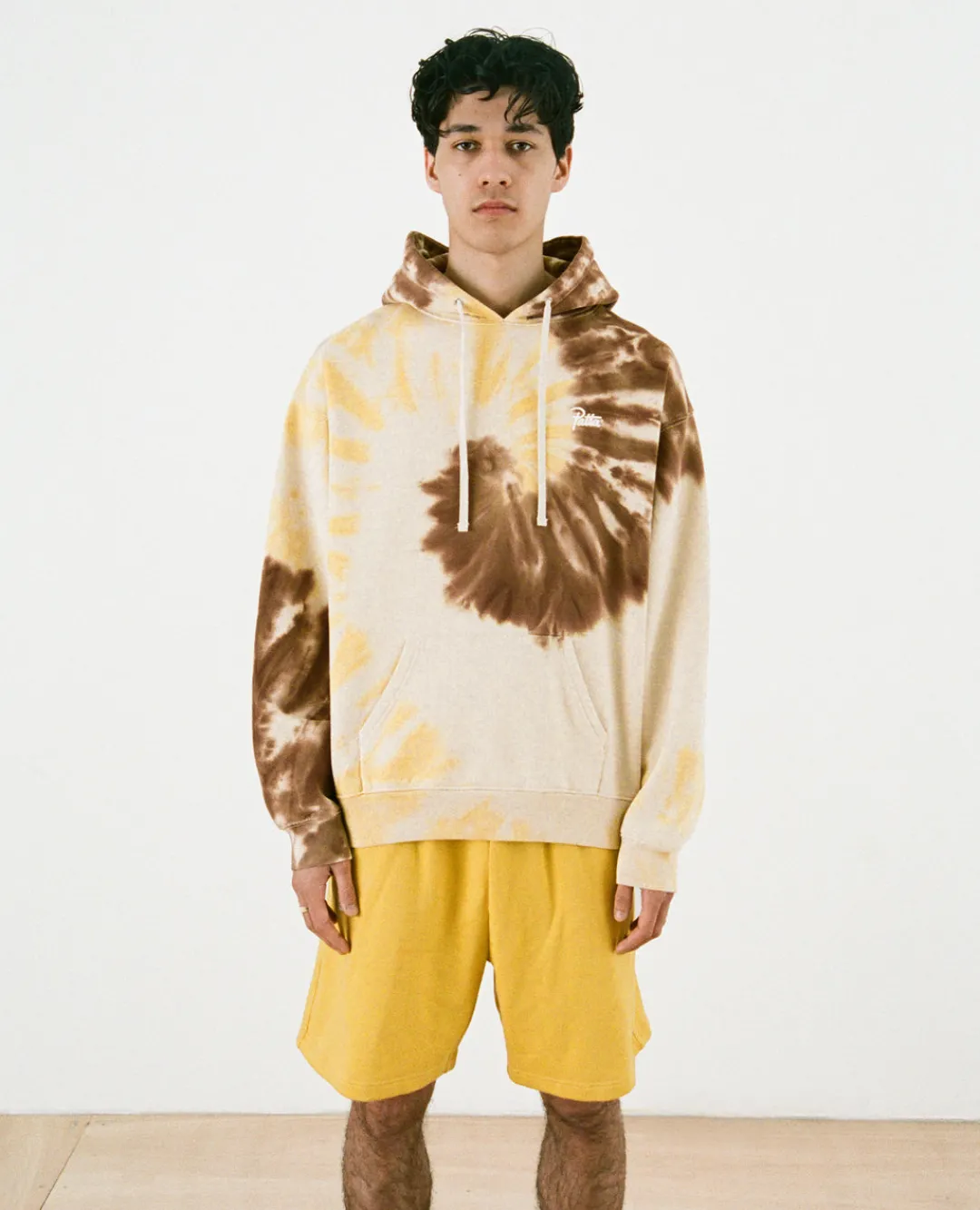 * Patta Tie Dye Swirl Boxy Hooded Sweater (Tapioca)