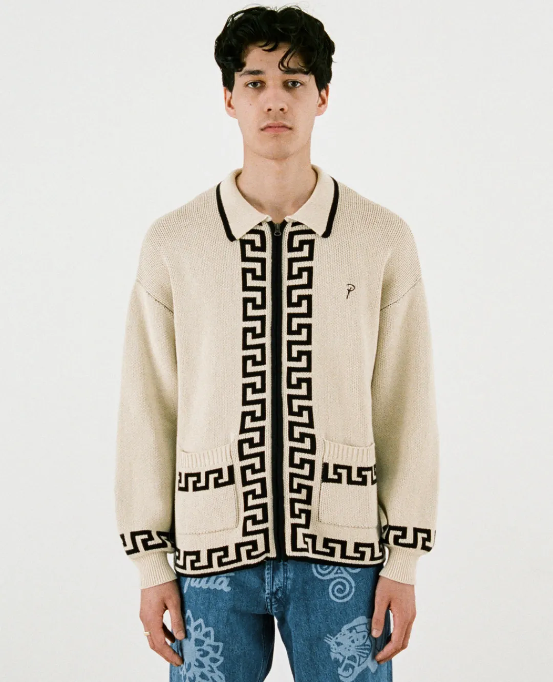 * Patta Zapotec Knitted Zip Cardigan (Natural)