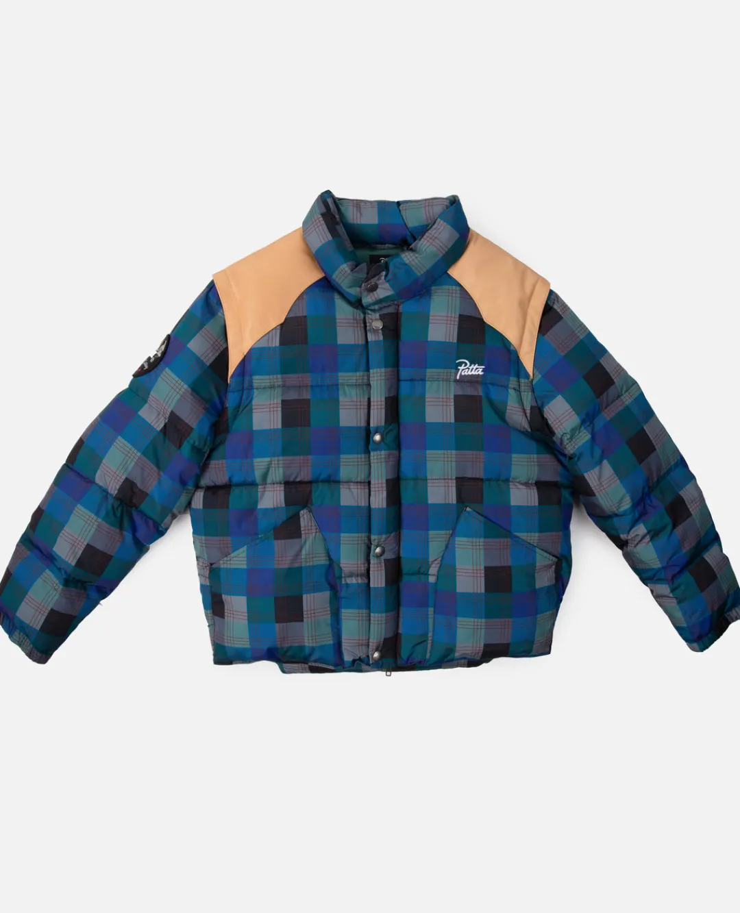 * Patta Zip-Off Sleeve Puffer Jacket (Blue Check)